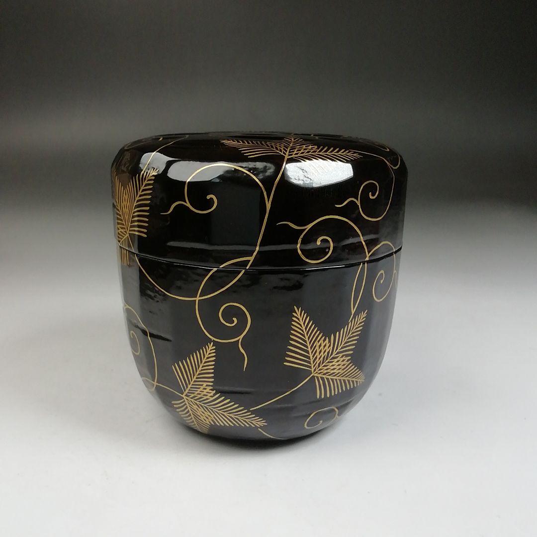 Ｗ７７　棗　『松唐草』『一閑折焼　大棗』『道場宗廣 造』　共箱　茶道具