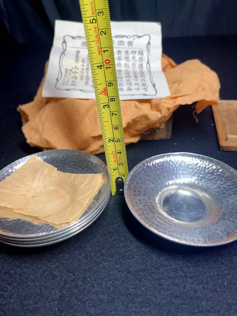 平安 清課堂 「錫鎚目図式茶托」茶道具 茶器 錫器 茶托 古美術 古道具　京都