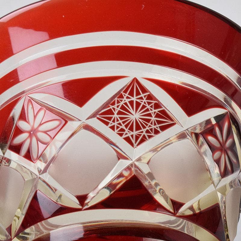 ガラス工芸　江戸切子　華硝　グラス　高杯　箱付　C　R9094