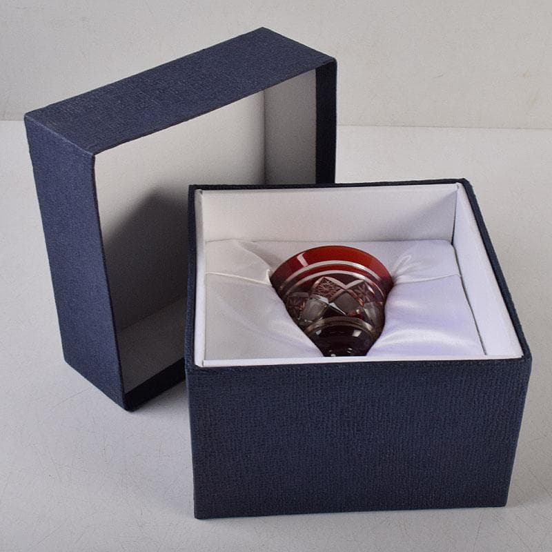 ガラス工芸　江戸切子　華硝　グラス　高杯　箱付　C　R9094