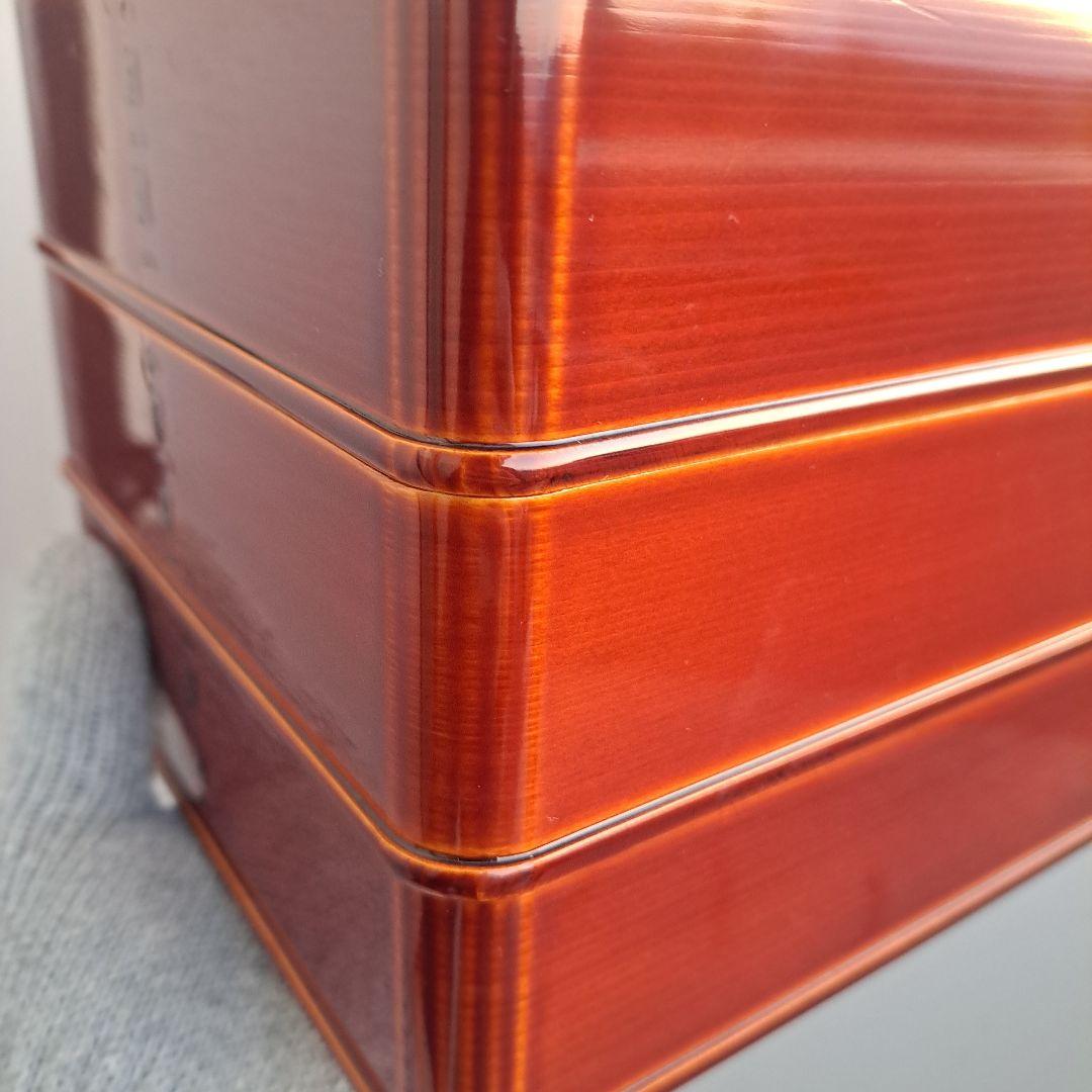 【飛騨春慶塗　6.5寸\"3段重箱】天然木製　曲げ細工　長期保管品