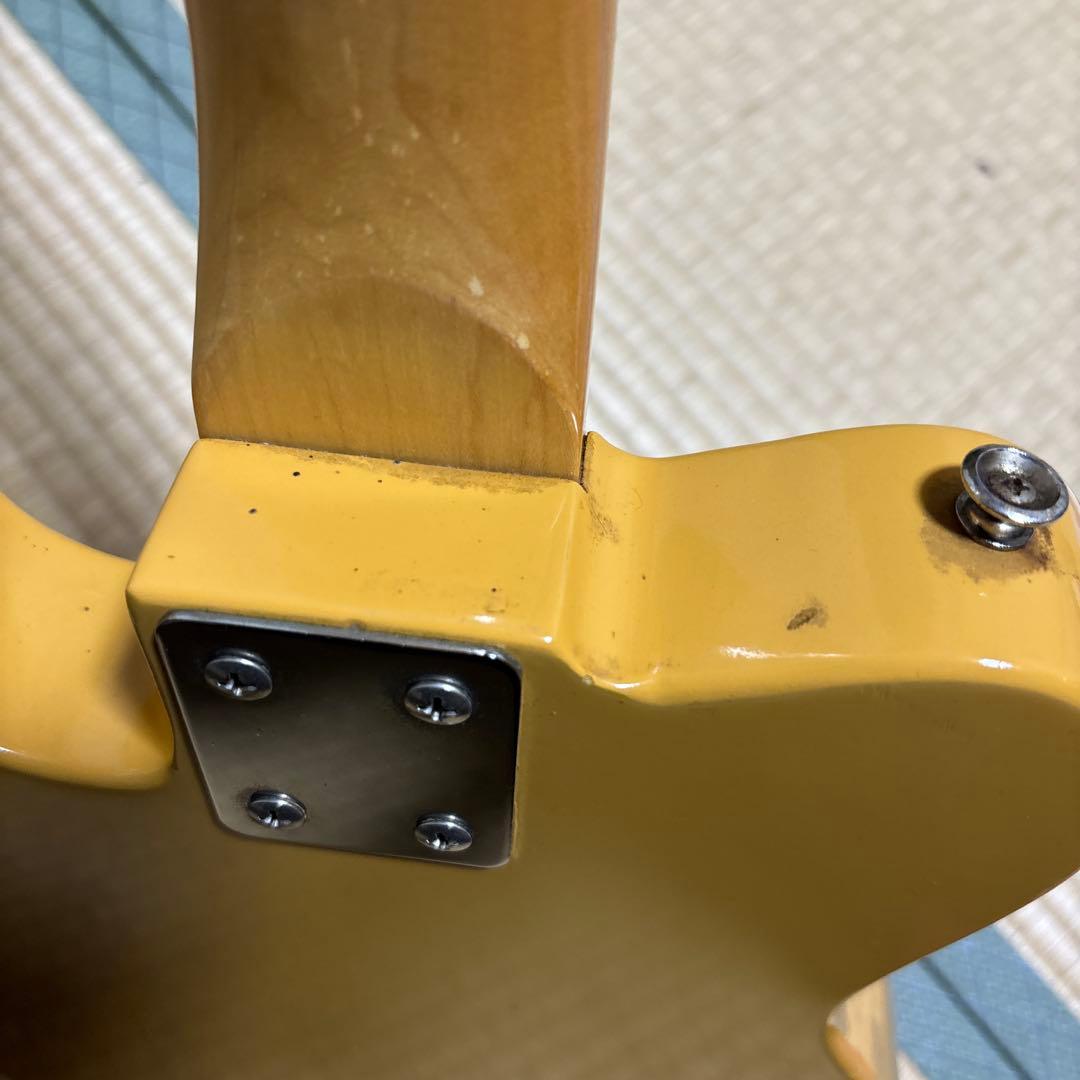 ミニテレキャスター エレキギター イエロー メーカー不明 21フレット