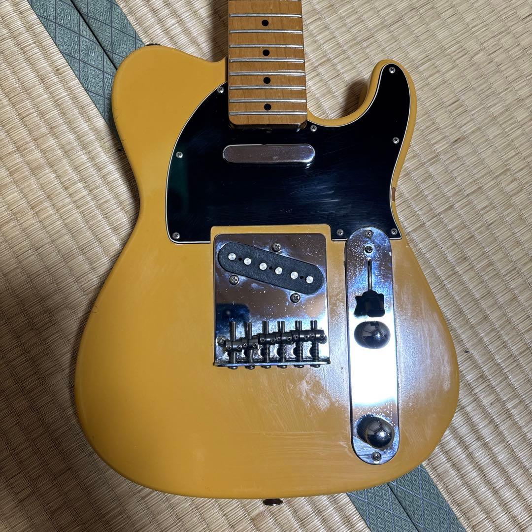 ミニテレキャスター エレキギター イエロー メーカー不明 21フレット