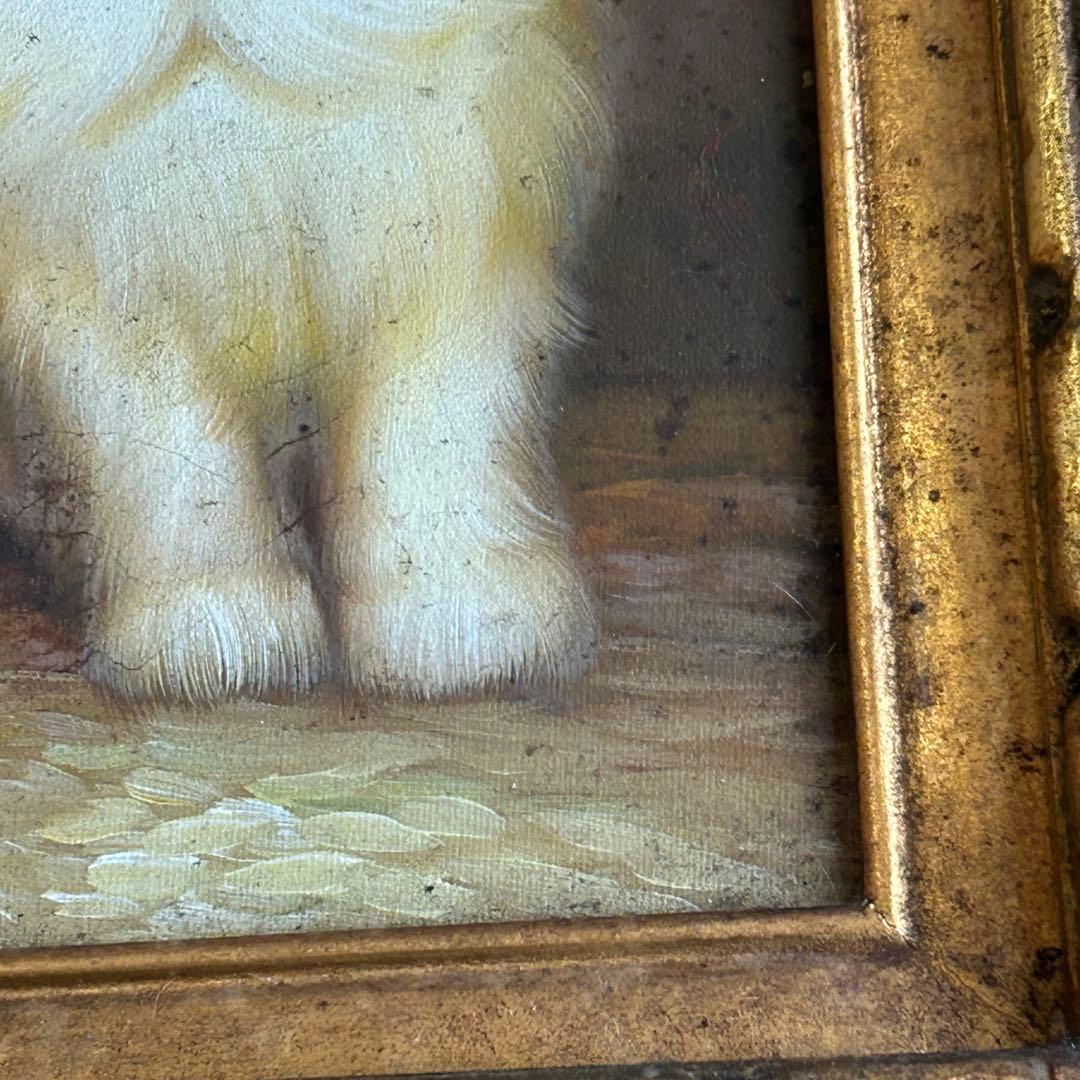 可愛い猫　油絵　額