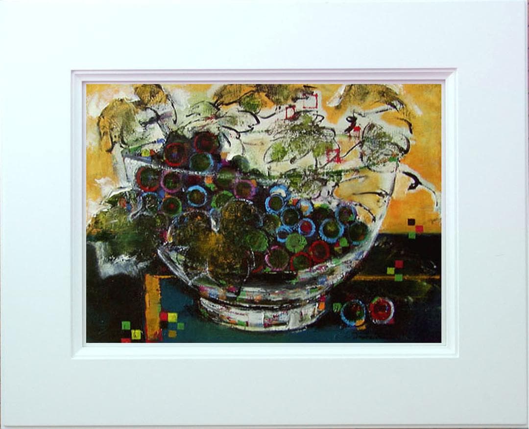 油絵 菅家令子 絵 絵画インテリア額付(黒) uF6-061203 静物 ぶどう