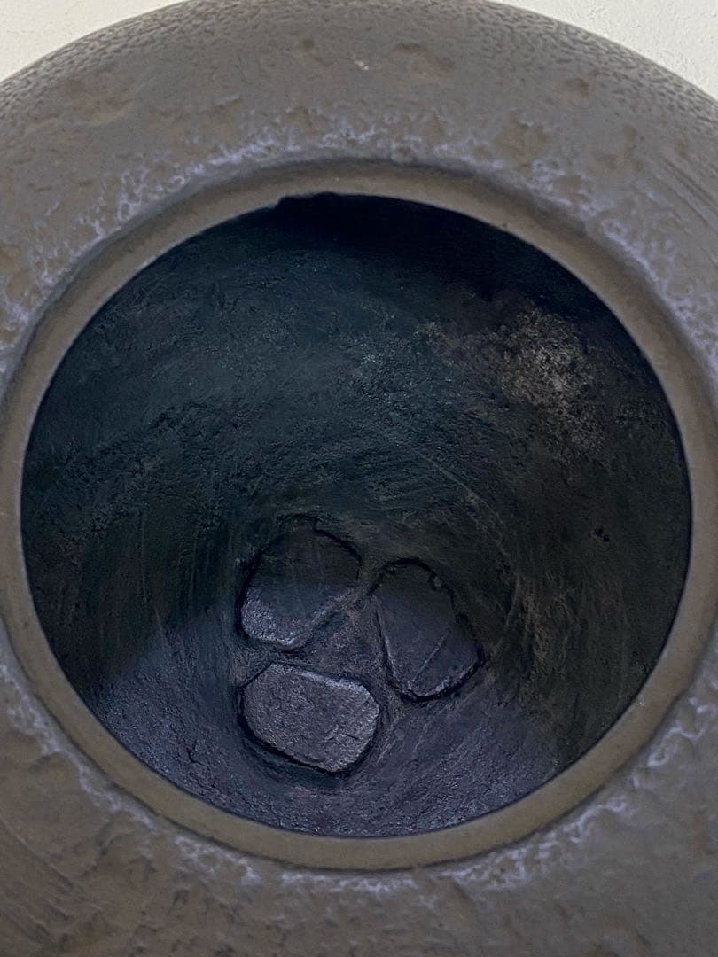 美品 茶道具 あじろ鉄 炉釜 焼抜炉用釜 置炉釜 姥口刷毛目釜