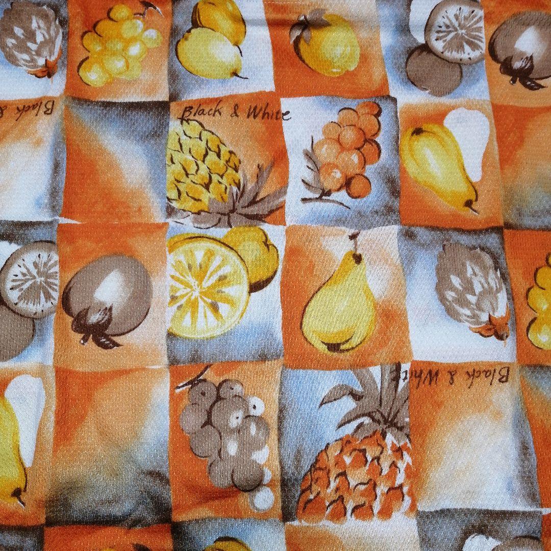 Black & White フルーツ柄ポロシャツ L