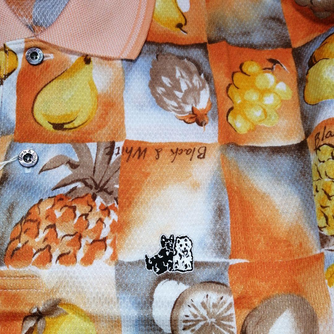 Black & White フルーツ柄ポロシャツ L