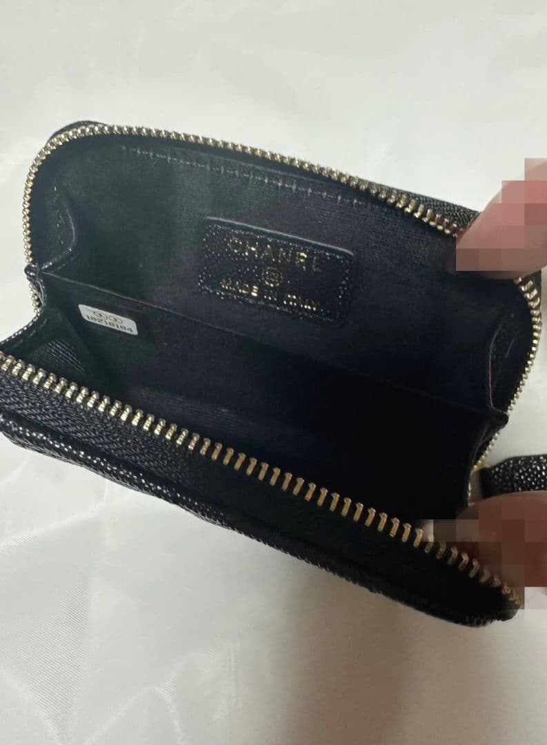 CHANEL ブラック本革レザーケース財布新品