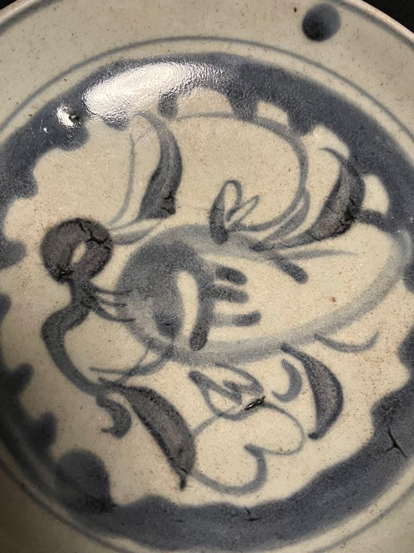 激レア！豪快な絵付け 中国南方窯 鳳凰図？皿 割れ、カケなし