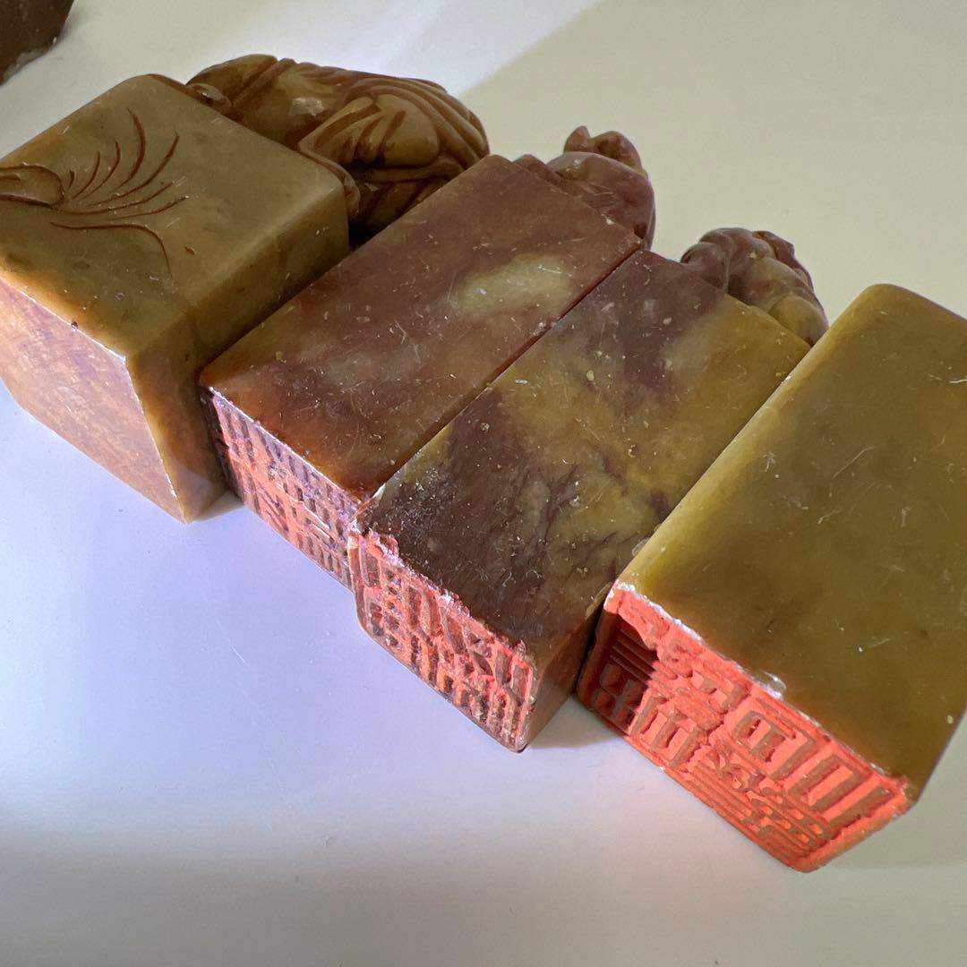 中国古玩　寿山石印材　1346g 高さ約6~13.5㎝　東Y8-0204☆2F