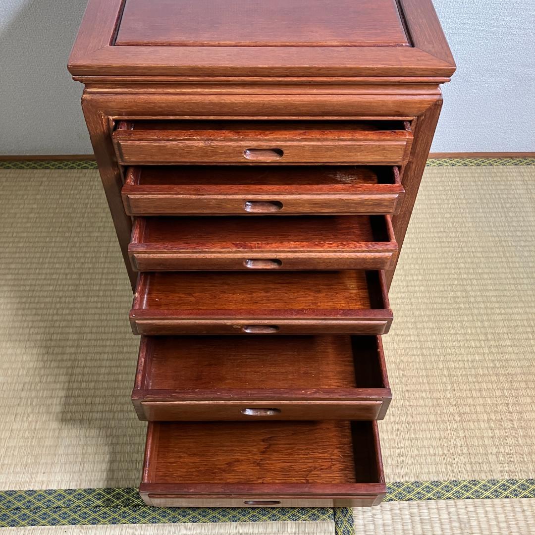 【高級】木製 レトロアンティーク 6段サイドキャビネット