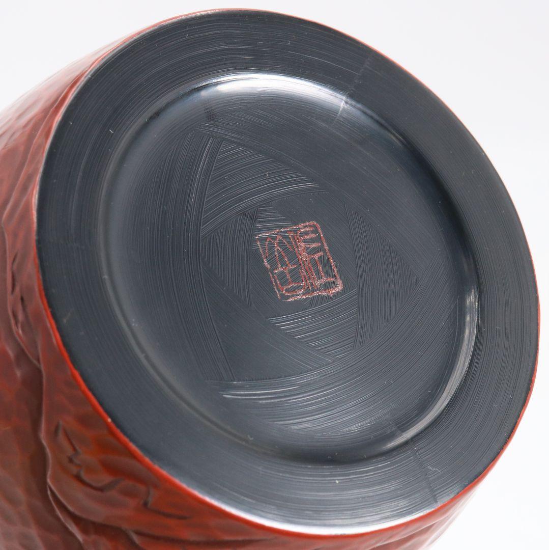 安達佐岳作 鎌倉彫 水指 松図 茶道具 共箱　C884