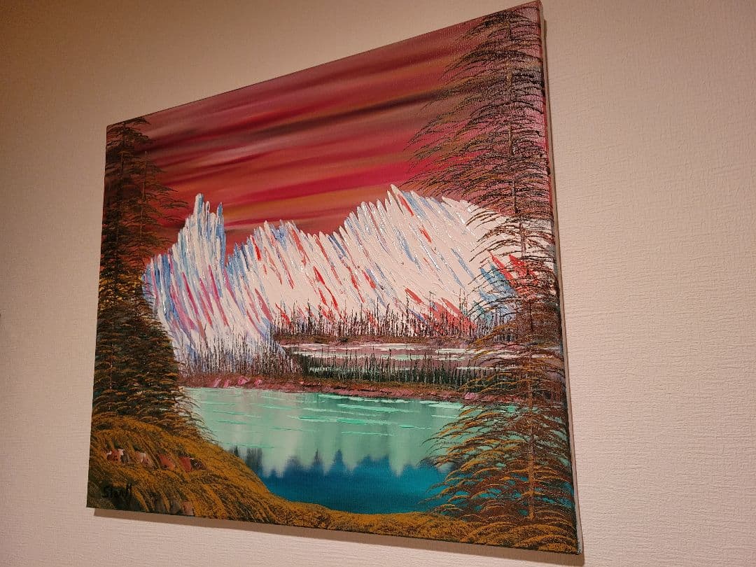 絵画 Mountain waterfall