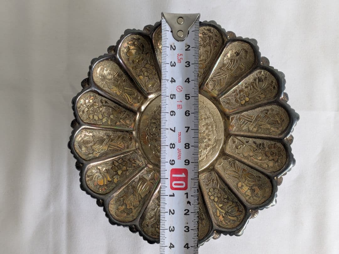 アンティーク ロシア製シルバー コンポート皿 花型 装飾皿 工芸品 小物入れ