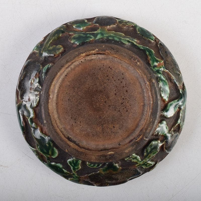 茶道具　交趾焼　獅子文　蓋裏仏像刻　懐中仏　香合　蓋物　C　R9390