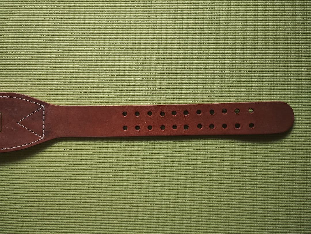 訳あり商品② 新品トレーニングベルト パワーベルト ヌメ革 田崎製作所 改造済