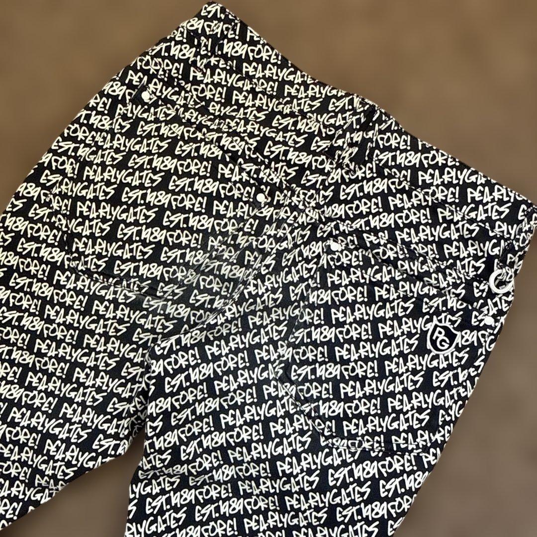 防寒　蓄熱　裏地付き　パーリーゲイツ　パンツ　総柄　S〜M相当　紺　白　ネイビー