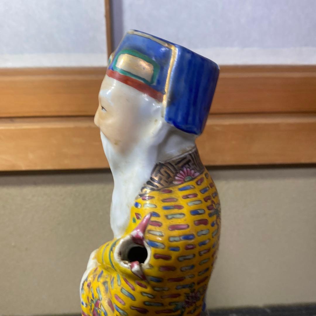 中国古玩　色絵人物置物12cm31cm8cm