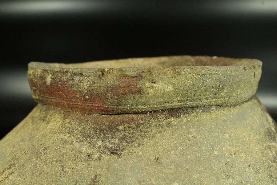 古備前 壷 時代物 窯印 自然釉 φ19.5cm(K-YC392)