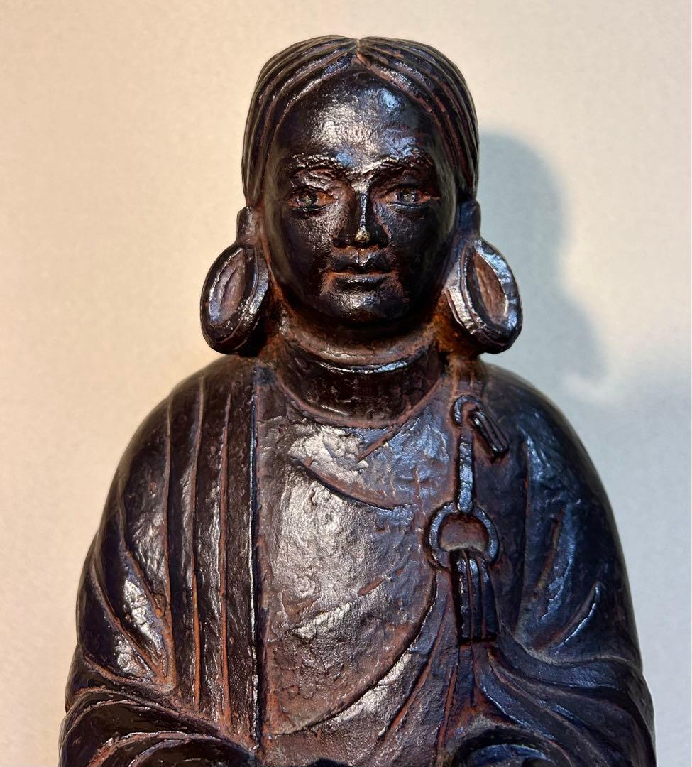 金工家 板坂辰治 銅造　聖徳太子像　共箱 置物 彫刻 彫像