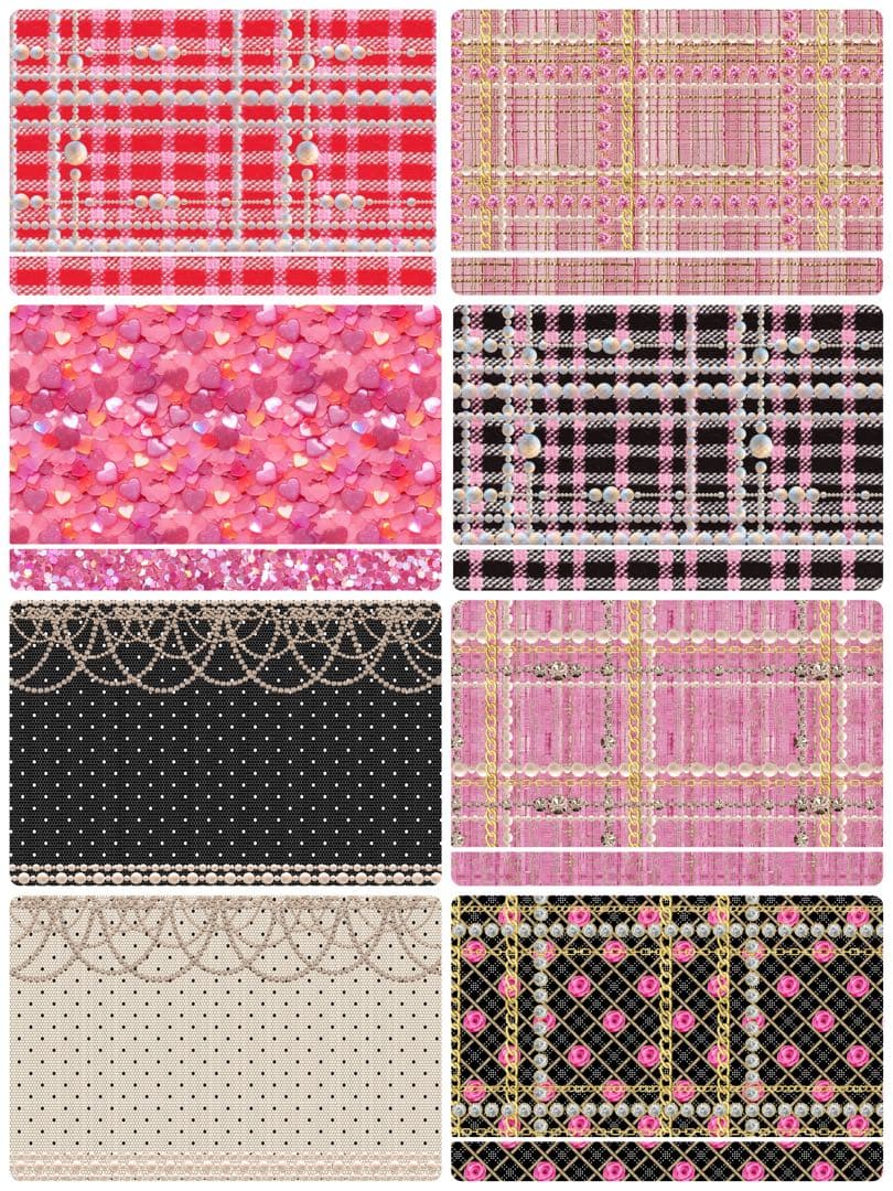 新作♡gemlike fabric8種80枚 A4デザインペーパー♡コラージュ