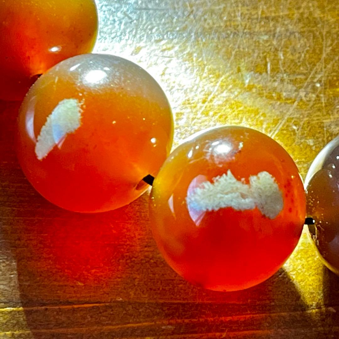 琥珀 20mm レッド ブルーアンバー ミルキー花琥珀 希少 巨大 ブレスレット