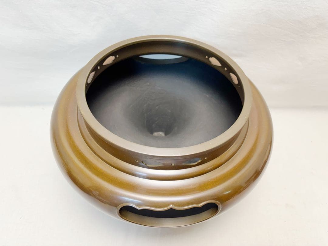 茶道具 風炉師麻生雄芳 釜師菊地政光造 唐銅朝鮮風炉 浜松紋真形釜添野々田電熱器