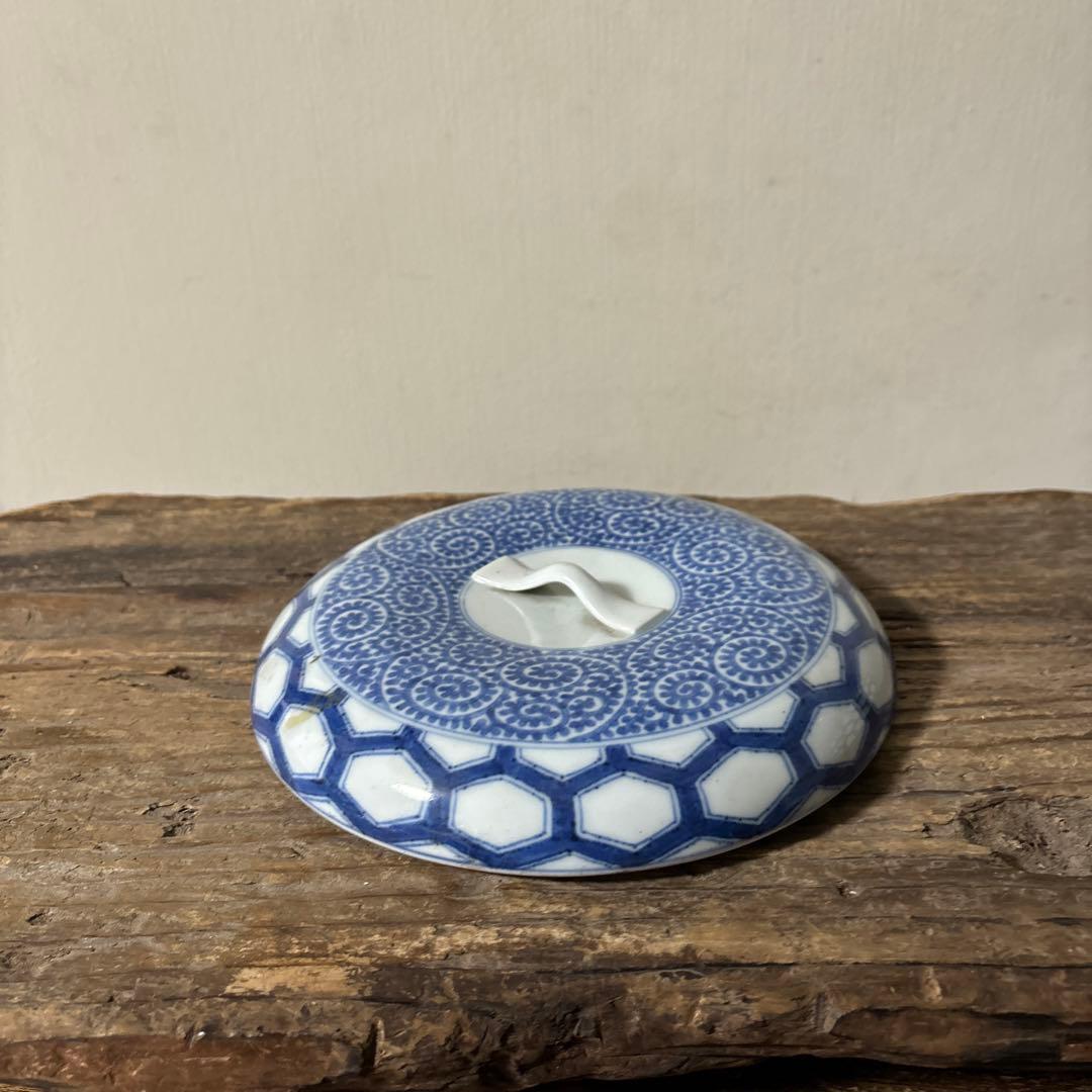 古伊万里たこ唐草蓋物　アンティーク 古道具　骨董　蕎麦猪口　検:李朝.白洲正子