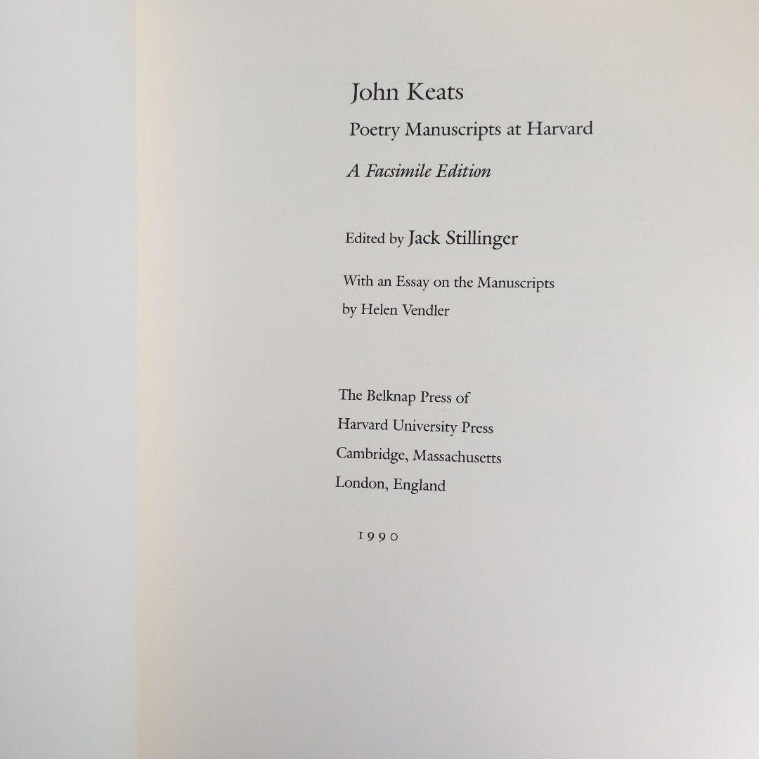 キーツ 詩 原稿ファクシミリKeats: Poetry Manuscripts