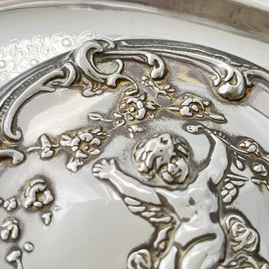 【天使と薔薇】 ロココのミラー/ブラシ/コーム【シルバープレート】 手鏡