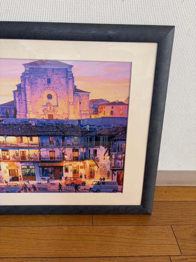 笹倉鉄平　マヨール広場　アートポスター　額装　HIBELL ART 45×100