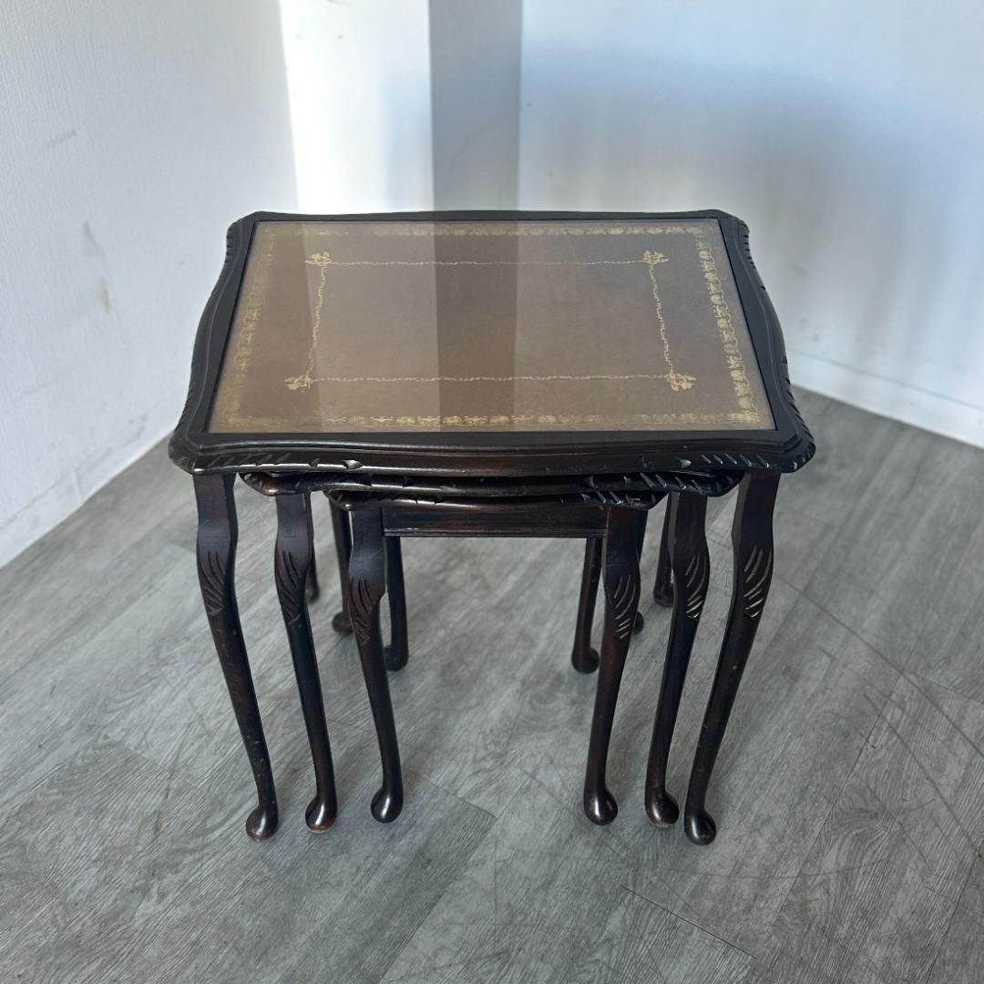 イギリス アンティーク家具 ガラストップ ネストテーブル 1960年頃 951A