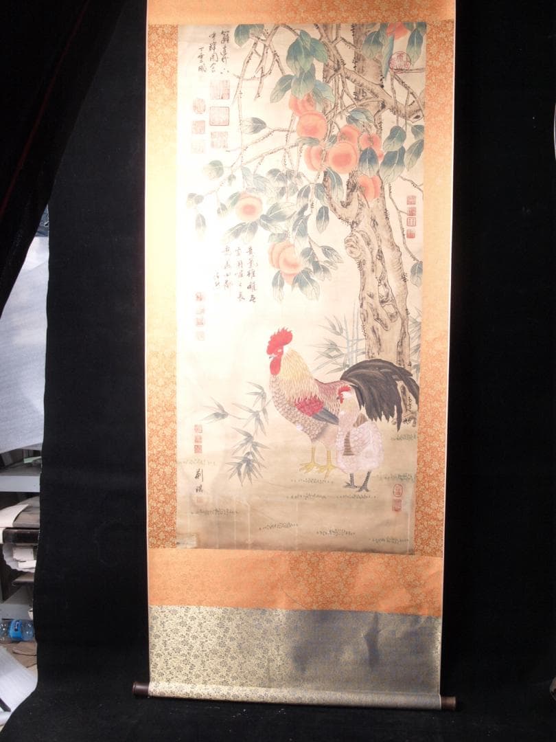 【骨董掛け軸 中国五代荆浩　 肉筆保證 　掛け軸　古美術 AK948A12-3