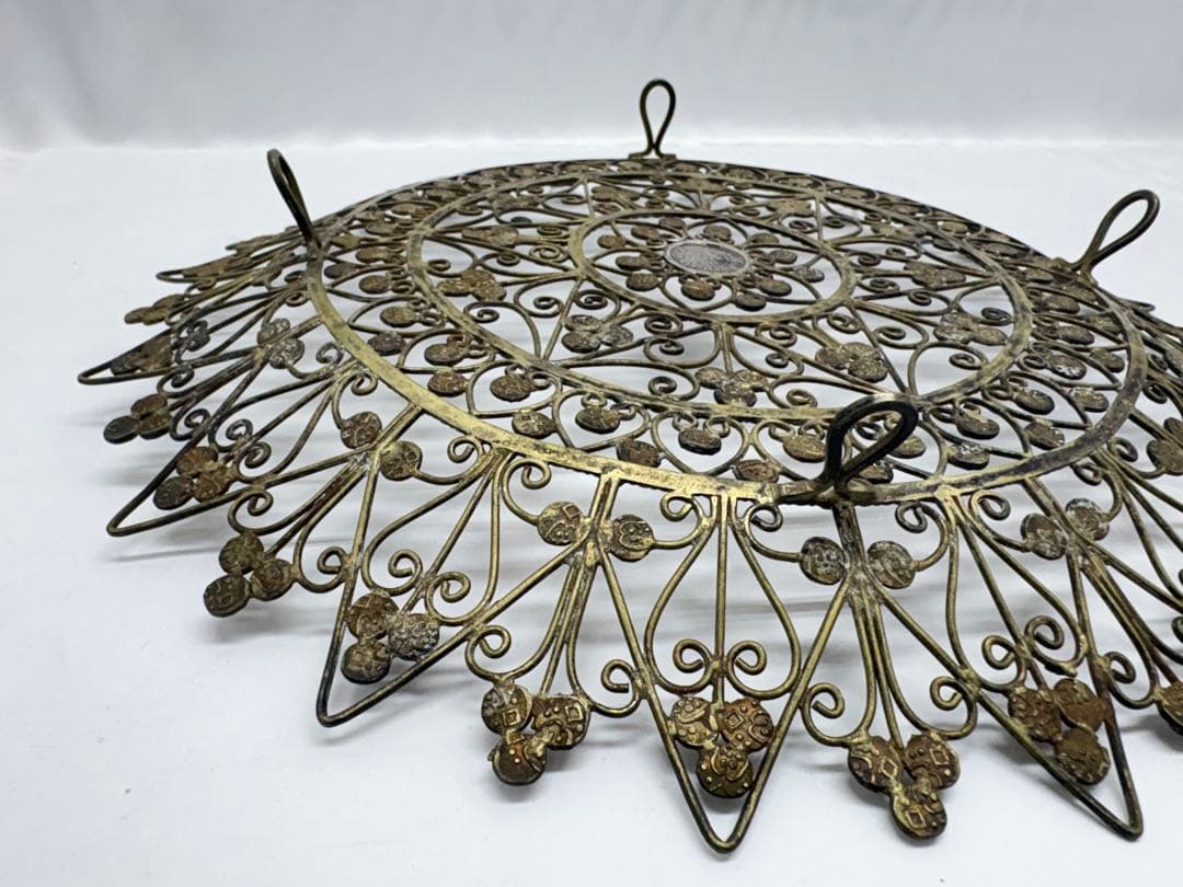 インド ファナム トラヴァンコール  フィリグリー 銀製 脚付き皿