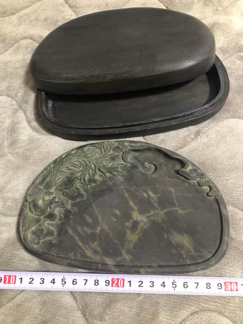硯 旧老坑 雲鳳文 金綫 書道具硯　すずり 端溪硯 水岩 文房四寶 端渓硯 骨董