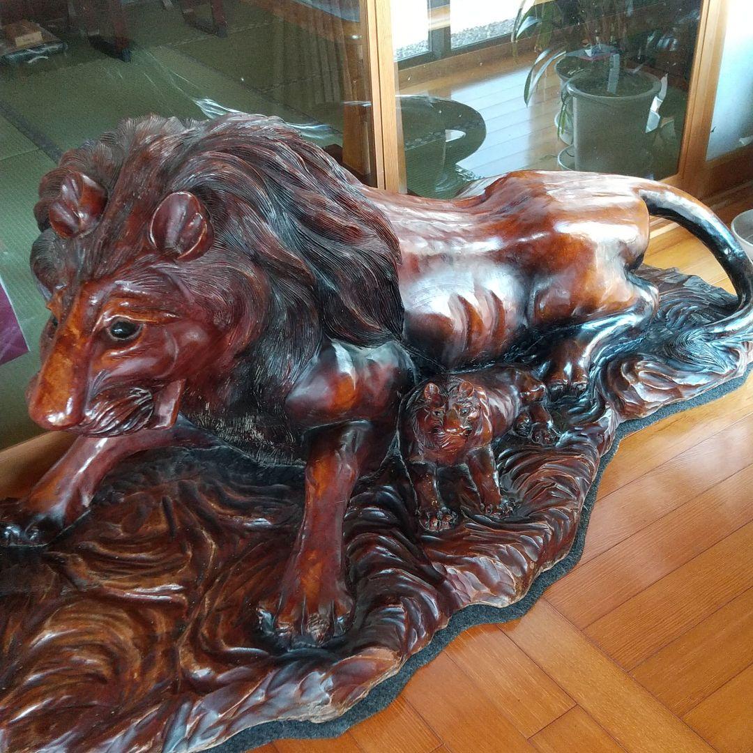 ライオン 木彫り 店舗 インテリアなど