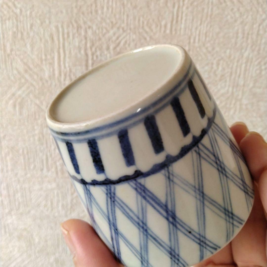 古伊万里染付格子文蕎麦猪口