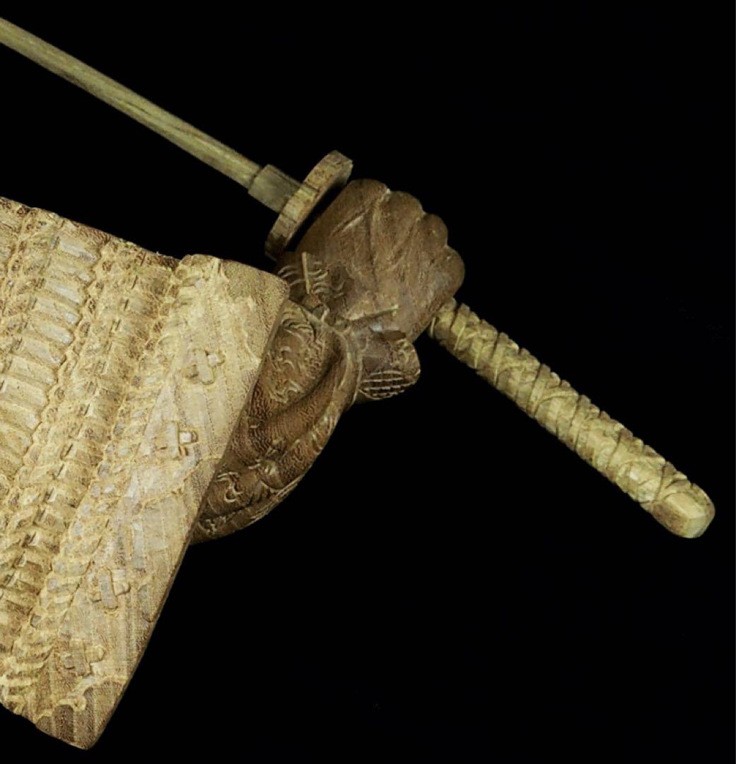 楠木正成像　SHOGUN 将軍　日本の武将　木彫作品　壁掛け　箱あり