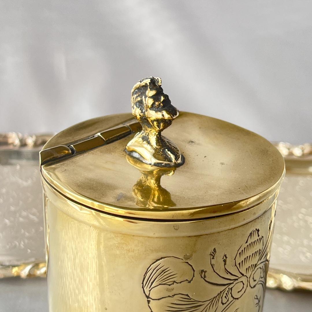 【英国】騎士のティーキャディー【シルバープレート】ゴールド