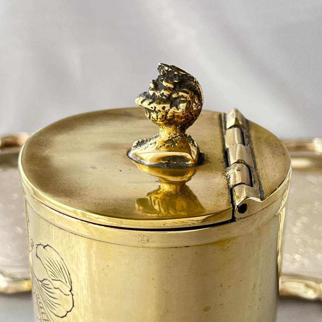 【英国】騎士のティーキャディー【シルバープレート】ゴールド