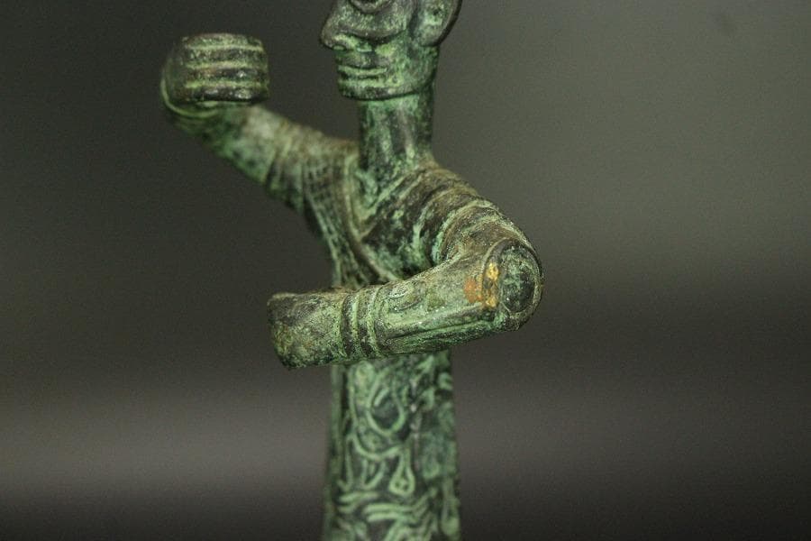 中国美術 青銅 人物 置物(A450)