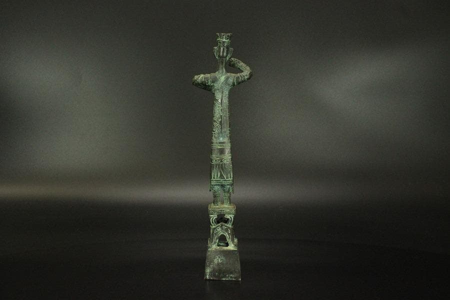 中国美術 青銅 人物 置物(A450)