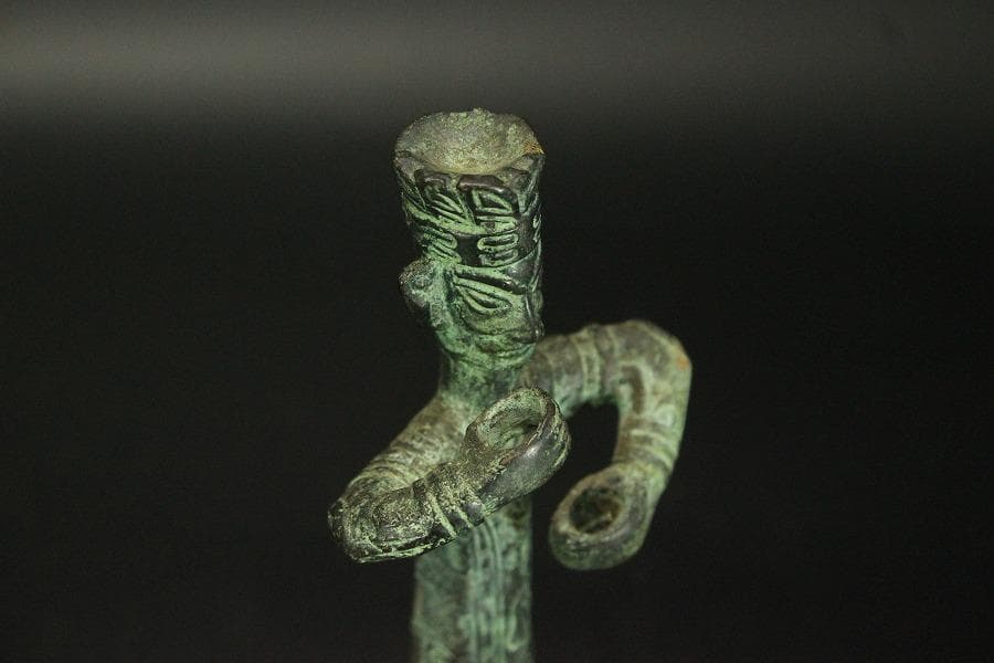 中国美術 青銅 人物 置物(A450)