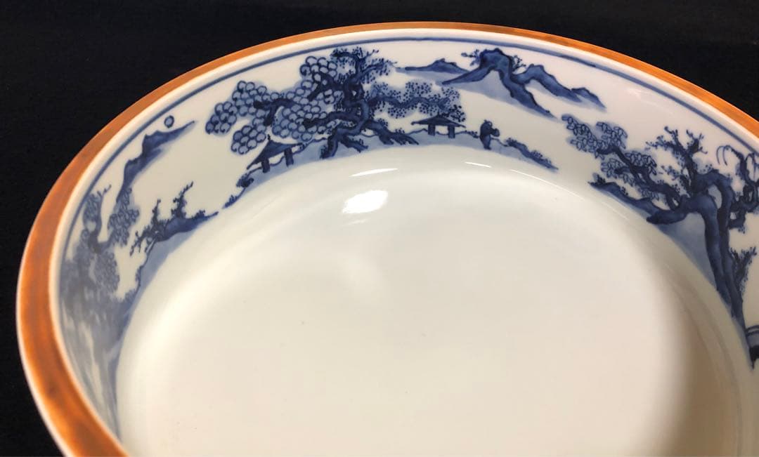 《R》真葛祥瑞写 染付 平水指 真葛香斎 而妙斎宗匠 共布共箱 260114き3