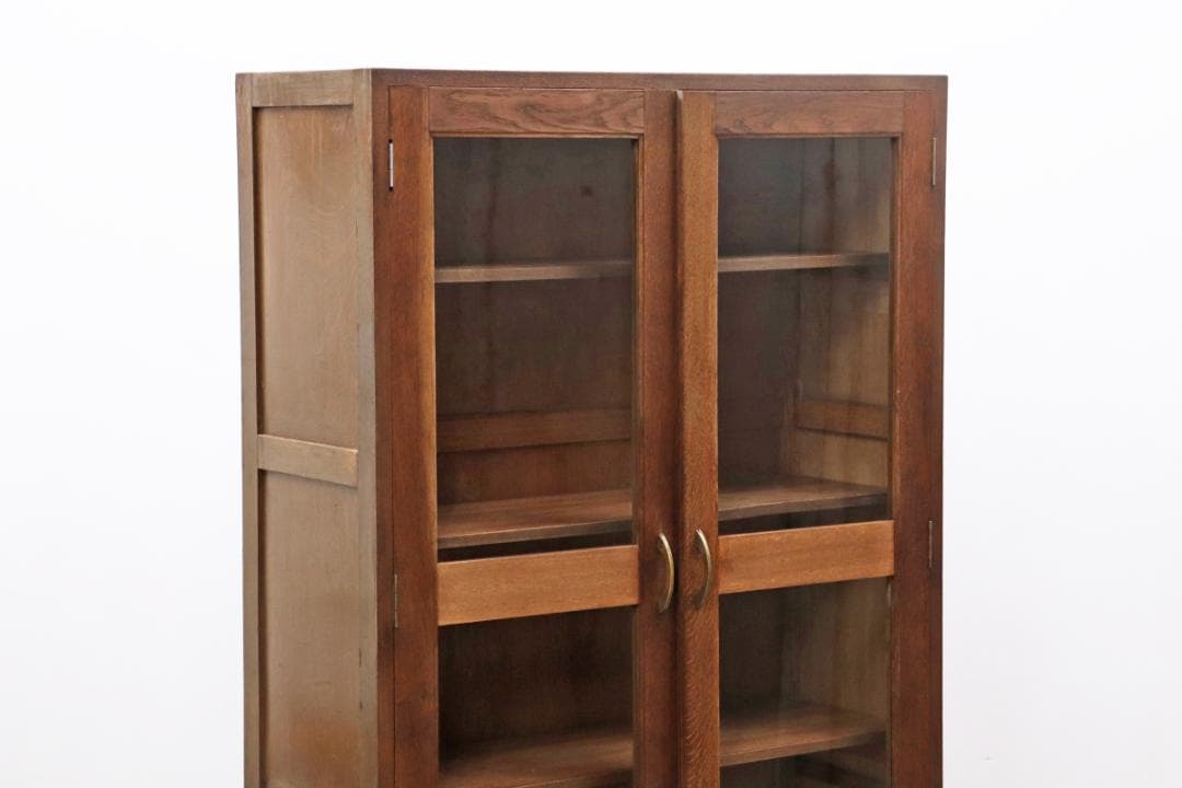 ※いのうえ レトロ オーク材 本箱 食器棚 書庫 戸棚 収納 キャビネット