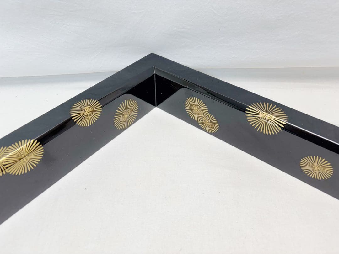 未使用 茶道具 炉壇 利休炉壇 黒真塗 唐松蒔絵 炉縁 2点セット 茶道 囲炉裏