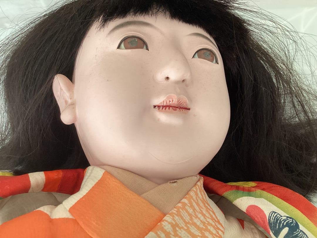 市松人形 74cm 花月斎？　石黒製作　綿入り着物　抱き人形　吹子付き