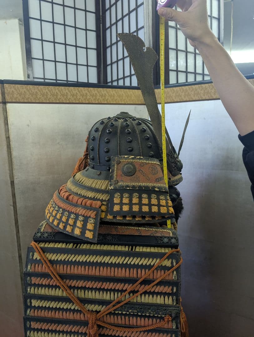 等身大 甲冑 鎧兜 鎧一式 甲冑 鎧櫃 鎧立付 面頰 赤糸大縅鎧 全高171cm