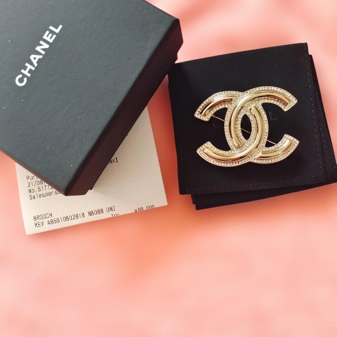 Chanel ゴールド クリスタル ブローチ